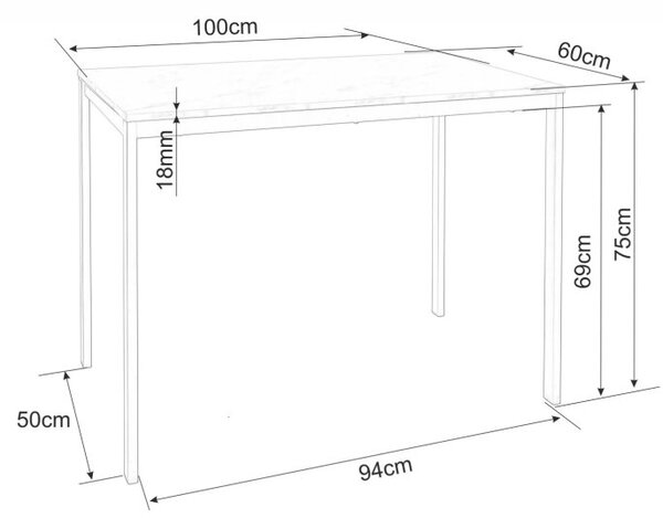 Jedálenský set 1 + 4, stôl RAMOD 100x60 cm biely/dekor dub + biela stolička KITO