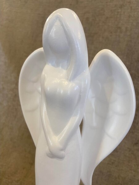 Anjel keramický biely veľký - 60cm