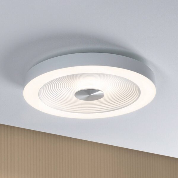 Paulmann stropné LED svetlo Volea, biele/strieborné Ø 40 cm IP44 stmievateľné, Čierna, Kúpeľňa, Plast, Moderný, Závesné svietidlo