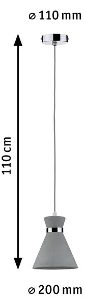 Závesné svietidlo Paulmann Verve, betón, Ø 20 cm, IP44, Hliník / sivá / zinok, Kúpeľňa, Betón, Moderný, Závesné svietidlo