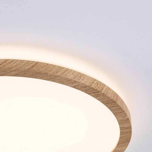Paulmann stropné LED svetlo Atria Shine Ø29cm dub IP44 3.000K, Svetlé drevo, Kúpeľňa, Plast, Moderný, Závesné svietidlo