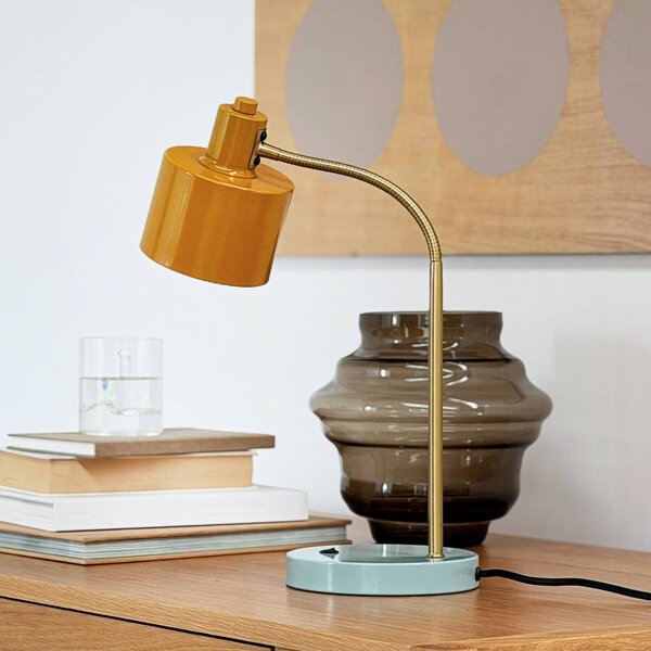 Dyberg Larsen stolová lampa Ocean Flex, kari/tyrkysová, 45 cm, Žltá / oranžová, Obývacia izba / jedáleň, kov, Škandinávsky, Stojacie svietidlo