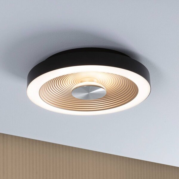 Paulmann stropné LED svetlo Volea čierne/zlaté Ø 32 cm IP44 stmievateľné, Čierna, Kúpeľňa, Plast, Moderný, Závesné svietidlo