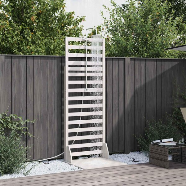 Maison Exclusive – Vonkajšia sprcha, výška 225 cm, masívne drevo (smrek) a nerezová oceľ, biela farba