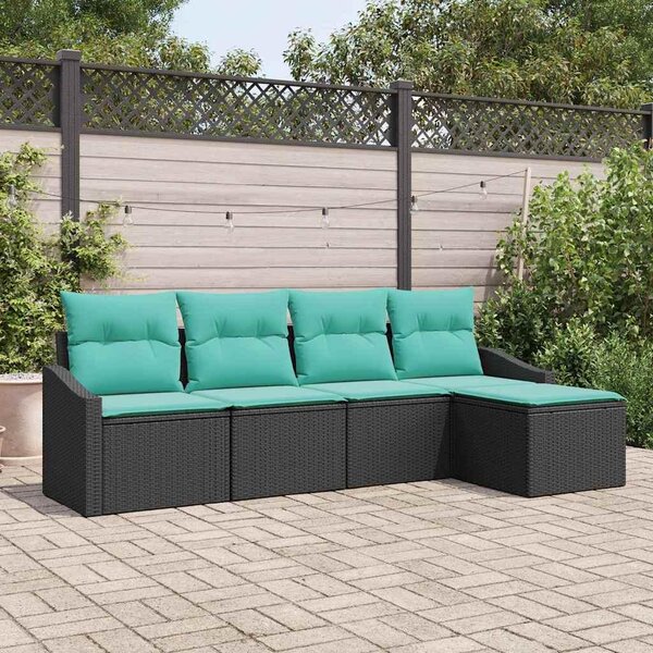 Maison Exclusive – Sedacia súprava, 5 kusov, čierna [syntetický materiál]: Polyratan