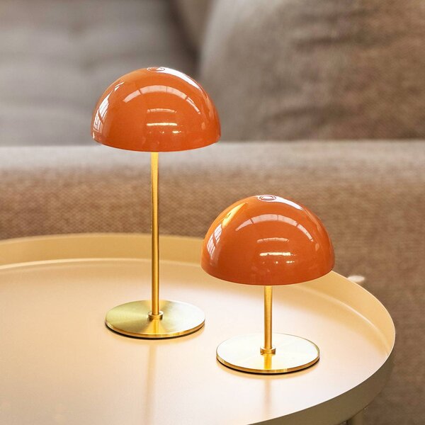 Dyberg Larsen LED stolná lampa Along, oranžová, sada 2 ks, Mosadz / zlato, Obývacia izba / jedáleň, kov, Škandinávsky, Stojacie svietidlo