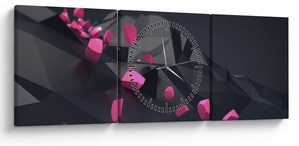 Obraz 3D abstrakcie (s hodinami) (90x30 cm)