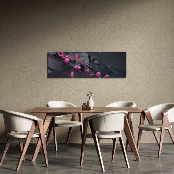 Obraz 3D abstrakcie (s hodinami) (90x30 cm)