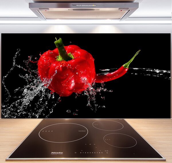 Panel do kuchyne Červené papriky pl-pksh-140x70-f-14662638