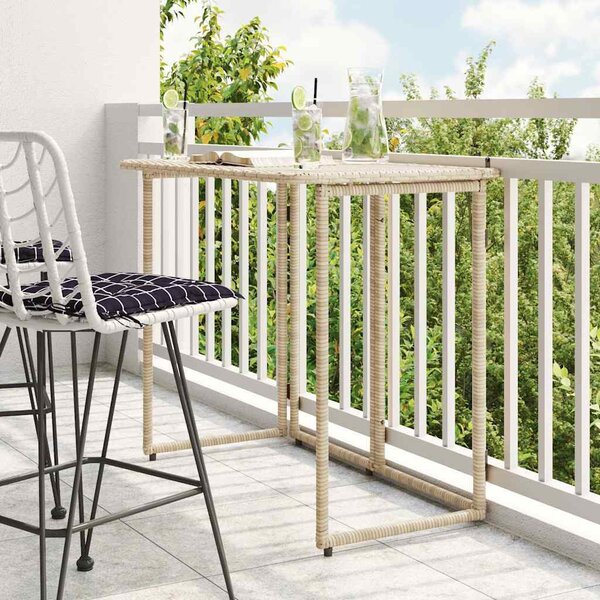 Maison Exclusive – Záhradný stôl, skladací, béžová farba, 90x51x75 cm, materiál: umelý ratan