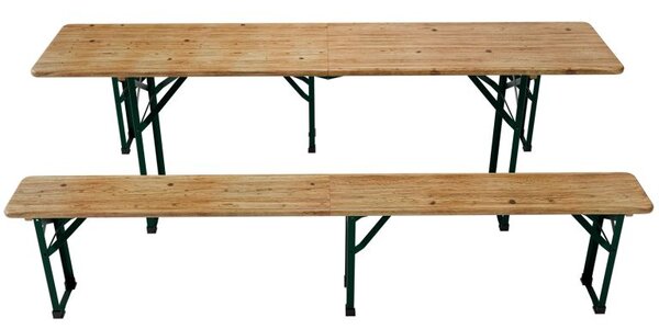 Pivný set 220 cm z jedľového dreva, skladacia, nosnosť 250kg