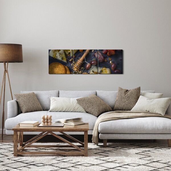 Obraz so sušeným ovocím (s hodinami) (90x30 cm)