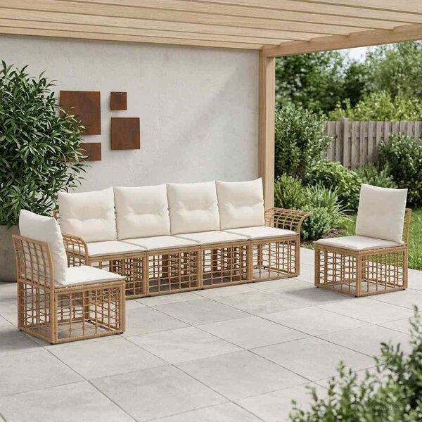 Maison Exclusive – Vonkajšia sedacia súprava, 6 kusov. Prírodný, krémovo biely polyester