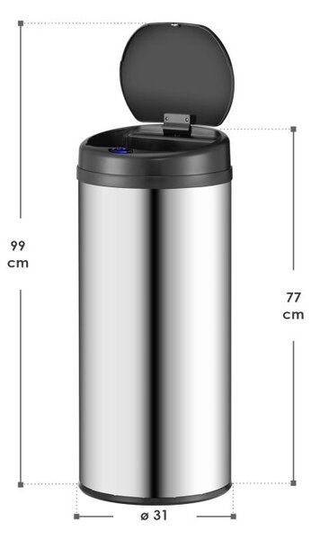 Automatický odpadkový kôš 50 l so senzorom, nerez,strieborny
