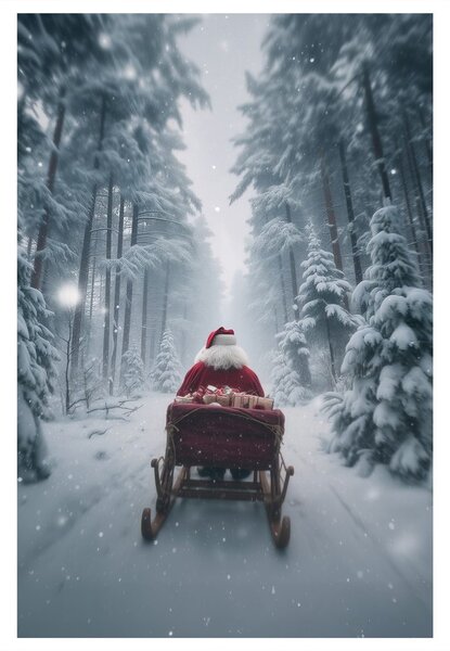 Vianočný obraz rozprávkový santa v lese