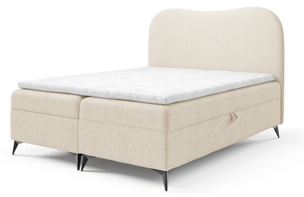 Čalúnená boxspring posteľ s úložným priestorom Ambra 120x200 - smotanová