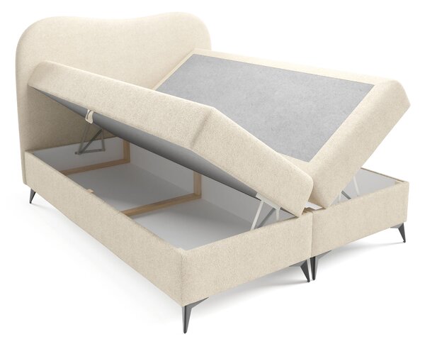 Čalúnená boxspring posteľ s úložným priestorom Ambra 120x200 - smotanová