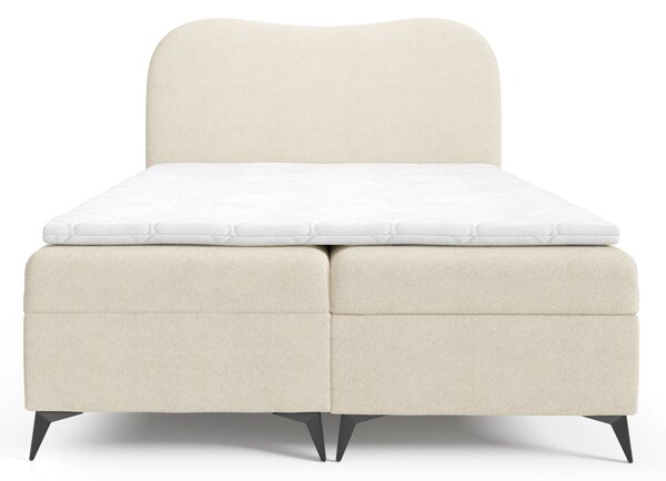 Čalúnená boxspring posteľ s úložným priestorom Ambra 120x200 - smotanová