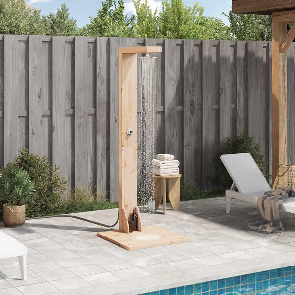 Maison Exclusive – Vonkajšia sprcha, výška 210 cm, masívne drevo (smrek) a nerezová oceľ, prírodný vzhľad