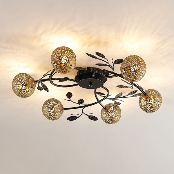 Stropné Lampa Lucande, Evory, stmievateľné, Čierna, Obývacia izba, Kov, Florentský