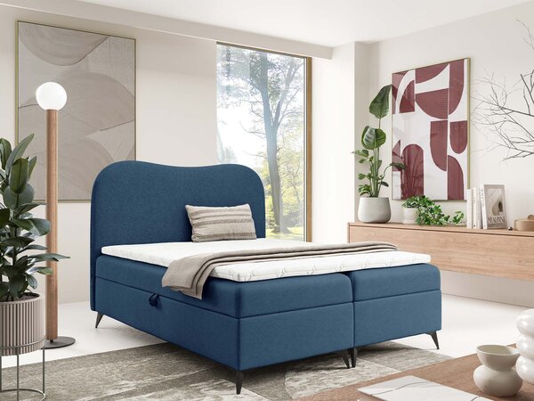 Čalúnená boxspring posteľ s úložným priestorom Ambra 120x200 - modrá