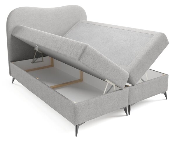 Čalúnená boxspring posteľ s úložným priestorom Ambra 120x200 - svetlosivá