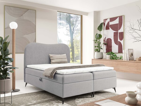 Čalúnená boxspring posteľ s úložným priestorom Ambra 120x200 - svetlosivá