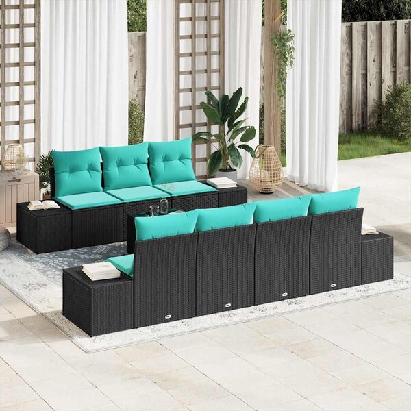 Maison Exclusive – Sedacia súprava, 8 kusov, čierna [syntetický materiál]: Polyratan
