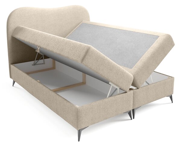 Čalúnená boxspring posteľ s úložným priestorom Ambra 120x200 - béžová