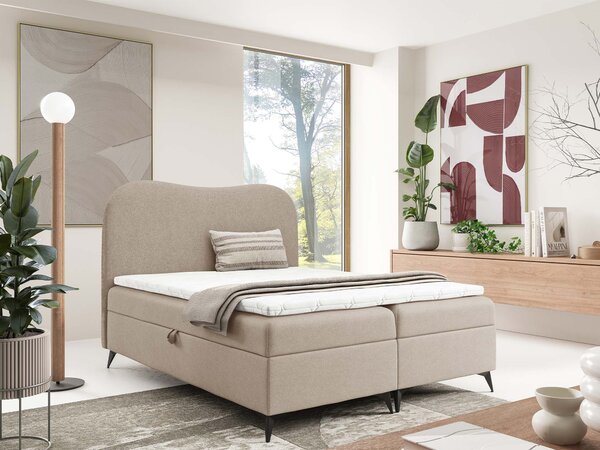 Čalúnená boxspring posteľ s úložným priestorom Ambra 120x200 - béžová