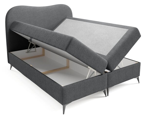 Čalúnená boxspring posteľ s úložným priestorom Ambra 120x200 - sivá