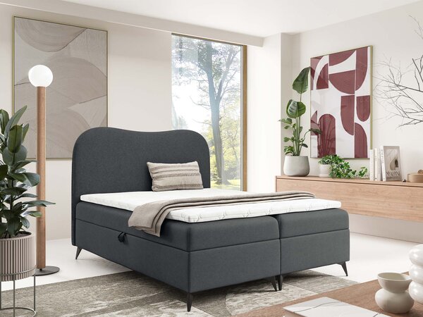 Čalúnená boxspring posteľ s úložným priestorom Ambra 120x200 - sivá
