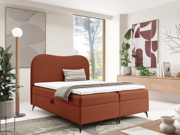 Čalúnená boxspring posteľ s úložným priestorom Ambra 120x200 - tehlová