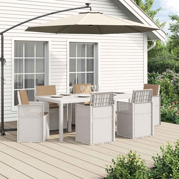 Maison Exclusive – záhradná jedálenská súprava, 7 kusov, biela a svetlohnedá (taupe), materiál: plast (PP)