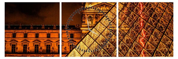 Obraz Louvre v Paríži (s hodinami) (90x30 cm)