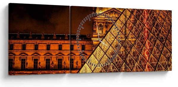 Obraz Louvre v Paríži (s hodinami) (90x30 cm)