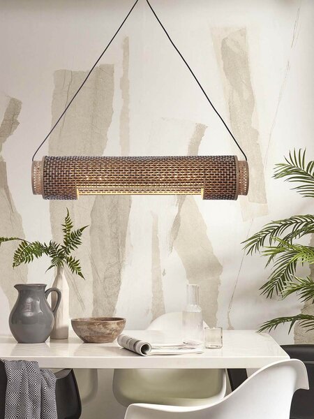 MUZZA Stropná visiaca lampa bhutan 85 cm prírodná/čierna
