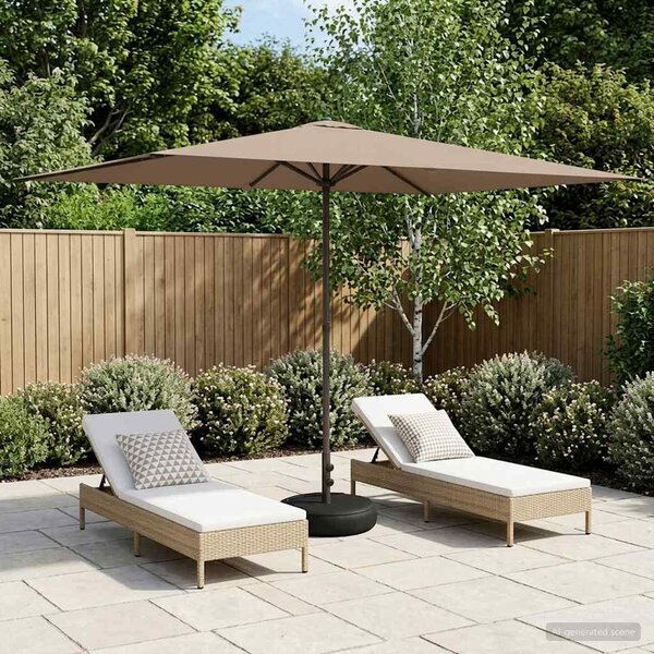 Maison Exclusive – Záhradný slnečník s podstavcom, 200 x 300 cm, polyester, obdĺžnikový, farba taupe