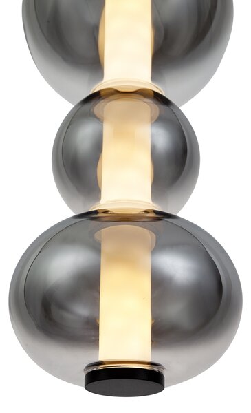 Art Deco závesná lampa čierna s dymovým a čírym sklom 3-svetlá vrátane LED - Lizzy