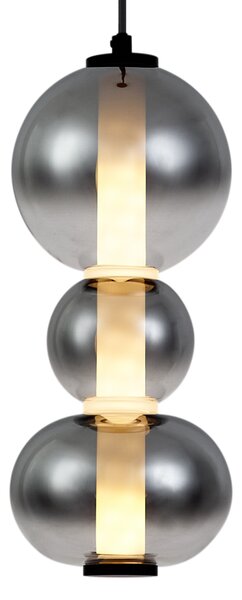 Art Deco závesná lampa čierna s dymovým a čírym sklom 3-svetlá vrátane LED - Lizzy