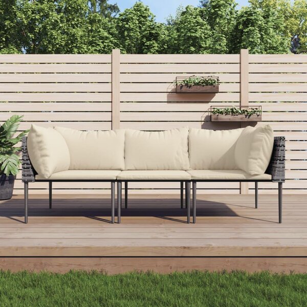 Maison Exclusive – 3-dielna záhradná súprava s vankúšmi, sivá, polyratan