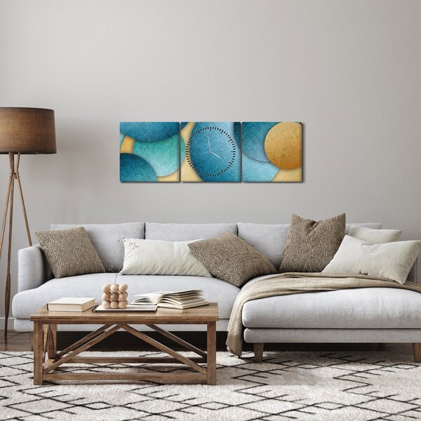 Obraz abstrakcie kruhy (s hodinami) (90x30 cm)