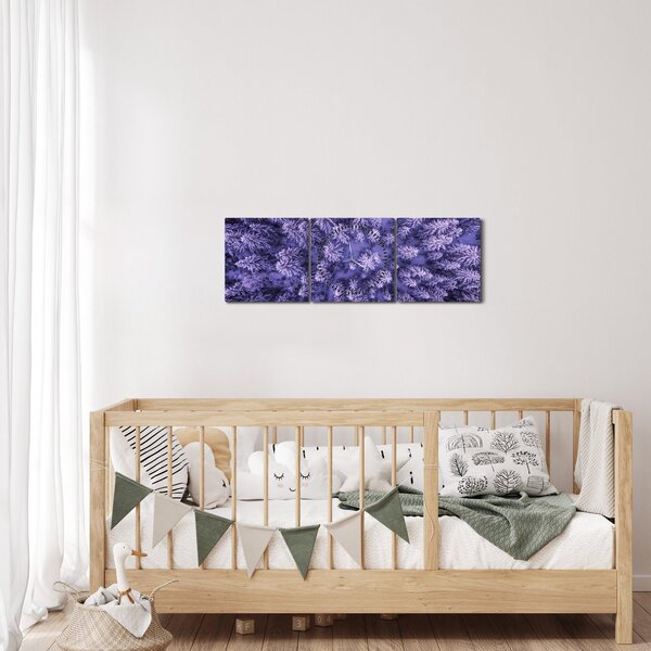 Obraz zasnežených stromov (s hodinami) (90x30 cm)
