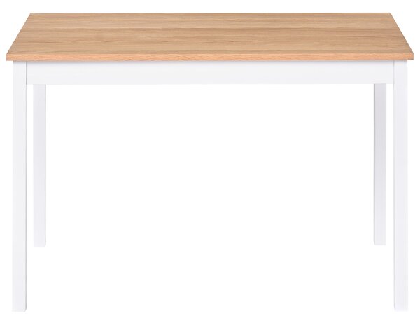 Jedálenský stôl svetlá dubová dyha MDF 120 x 75 cm biele nohy z borovicového dreva