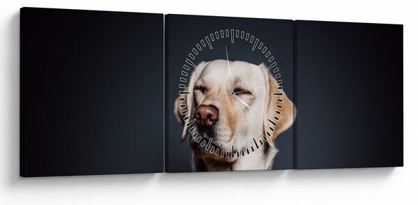 Obraz labradora (s hodinami) (90x30 cm)