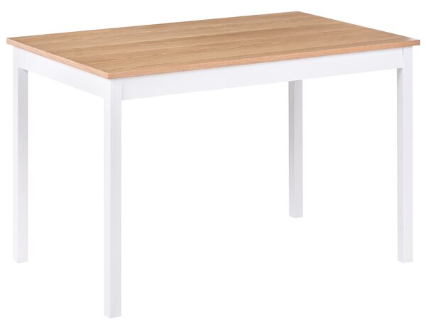 Jedálenský stôl svetlá dubová dyha MDF 120 x 75 cm biele nohy z borovicového dreva