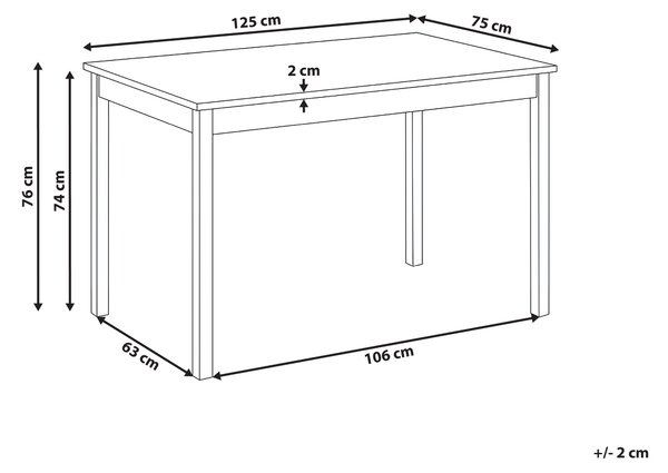 Jedálenský stôl svetlá dubová dyha MDF 120 x 75 cm biele nohy z borovicového dreva