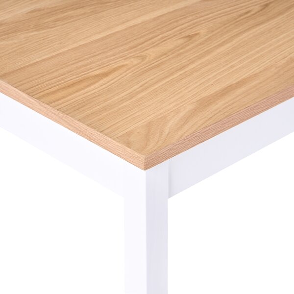 Jedálenský stôl svetlá dubová dyha MDF 120 x 75 cm biele nohy z borovicového dreva