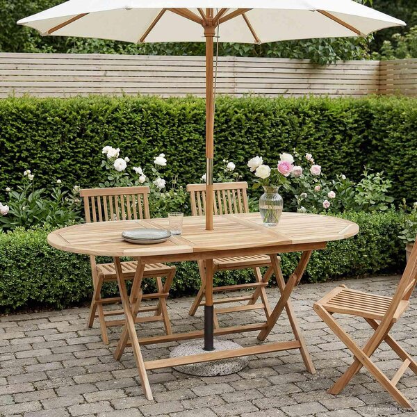 Maison Exclusive – Skladací záhradný stôl, prírodná farba, 160 x 80 x 76 cm, masívne drevo teak