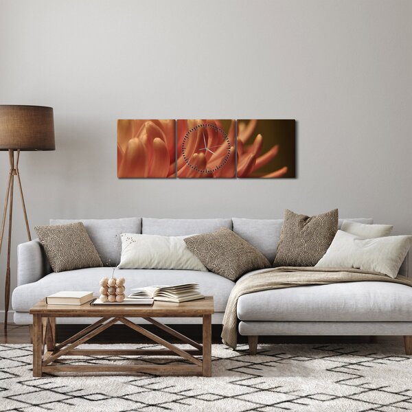 Obraz detailu kvety (s hodinami) (90x30 cm)